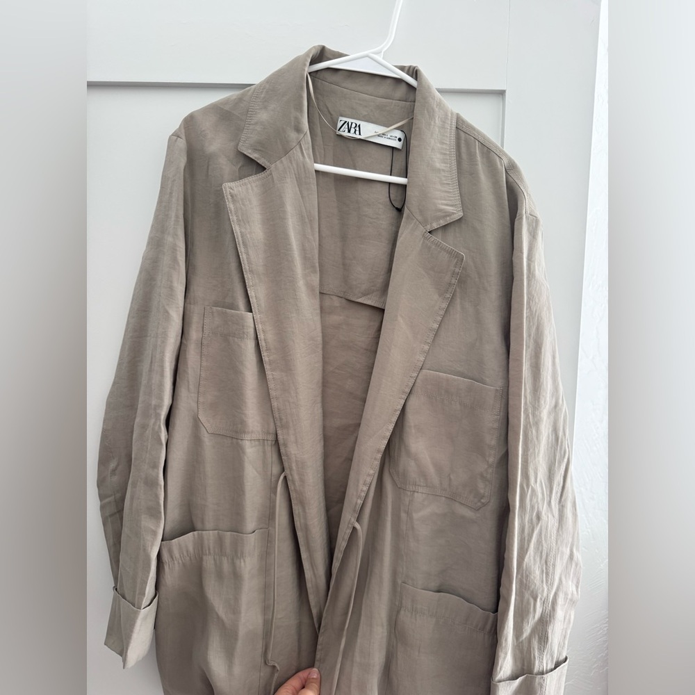 Zara Taupe Linen Blazer